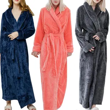 Mados Vientisa Spalva Moterys, Storas, Minkštas Šiltas Chalatas Ilgas Pliušinis Chalatas Kimono Sleepwear Kalėdų Dovana Moterims Draugas