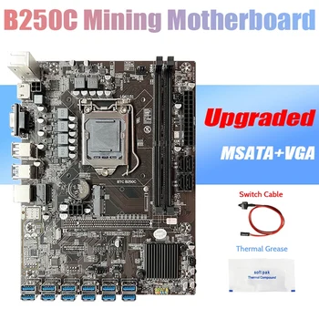 B250C BTC Kasybos Plokštė Terminis Tepalas+Switch Kabelis 12XPCIE Su USB3.0 GPU Lizdas LGA1151 DDR4 MSATA Už ETH Miner