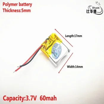 Geras Qulity 3.7 V,60mAH,501417 Polimeras ličio jonų / Li-ion baterija ŽAISLŲ,CENTRINIS BANKAS,GPS,mp3,mp4