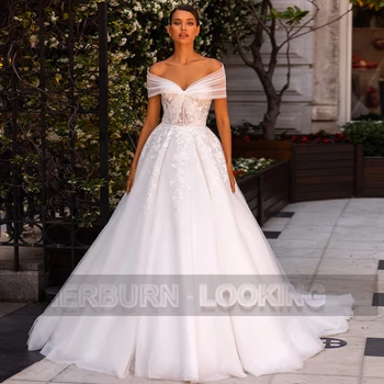 HERBURN Žavinga Vestuvių Suknelės Aukštos Ritininės Teismas Traukinio Nėrinių Šifono Tiulio Asmeninę Vestidos De Novia Vestido De Casamento