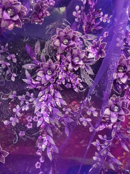 La Belleza 1 kiemas, Violetinė blizgančiais akrilo akmenys 3D rankų darbo gėlės ant ju vestuvių suknelė/vakare/show/etapas suknelė nėrinių audinys