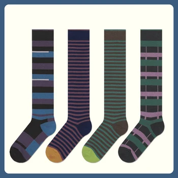 6 poras aukštos kokybės moterų kojinės moteriškos kojinės dryžuotas blauzdos kojinės virš kelio kojinių terminės kojinės