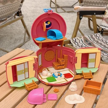 Virdulys mini berniukų ir mergaičių dėlionės žaidimų namelį modeliavimas namas gimtadienio dovana vaikams smagu lėlės namas