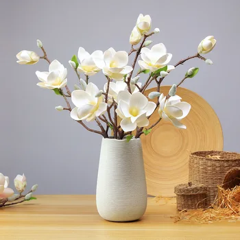 Namų dekoro Modeliavimas Yulan Magnolia Gėlių EVA 3D Nekilnojamojo Touch Dirbtinės Gėlės Ikebana Meno Stalo Dekoro 50cm 3PCS 1 Set