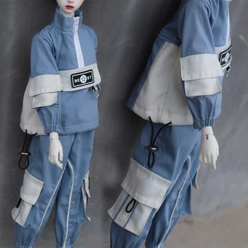 BJD doll drabužius 1/4 1/6 dydis bjd berniukas drabužius motociklo stiliaus sportinis kostiumas ilgomis rankovėmis golfo drabužiai, lėlės priedai