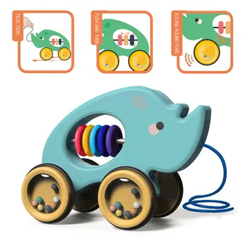 Animacinių filmų Gyvūnų Ankstyvojo Lavinimo Žaislai Sklandžiai Vilkdami Automobilio Modelį Saugus Ankstyvo Mokymo Walker Žaislas Nešiojamų Vaikams Gimtadienio Dovana