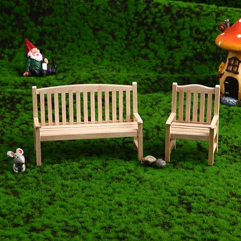 1:12 Miniatiūriniai Lėlių Imitavimo Modelis Baldai Mini Medinės Kėdės, Sodo Parke Dvigubą Kėdę, Doll House Dekoro, Žaislų mini dalykų