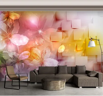 3D Šiuolaikinės geometrijos gėlių Sienos Tapetai, Sienų 8D sienų lipdukai kambarį ir TV Tapetai popieriaus freskos 3d Sienos Freskos