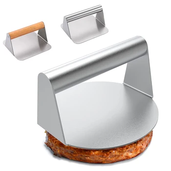 Profesionalus Nerūdijančio Plieno Apvalus Mėsainiai Paspauskite Non-Stick Grotelės Smasher Hamburger Presavimo Įrankis Mėsos Pyragas Maker 