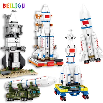 Kosmoso Nešančiųjų Raketų Shuttle Stoties Pastato Blokus Miestas Plytų Palydovinės Astronautas Sumos Švietimo Žaislai Vaikams Dovanos