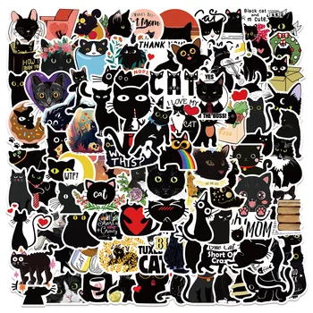 50pcs Populiarus Black Cat Grafiti Lipdukas Apdailos Sąsiuvinis Vežimėlio Atveju Vandens Puodelį Riedlentė Lipdukas Nešiojamas Odos Lipdukas Pack