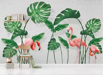 3d tapetai, foto tapetai užsakymą svetainės freskos bananų lapų flamingo tapybos vaizdą 3d sienų freskomis tapetai sienos 3d