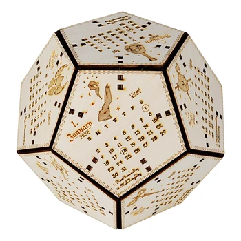 2022 Dodecahedron Stalinis Kalendorius 3D D12 Kauliukai Mediniai Lazeriu Graviruotas su 12 Mielas D&D Klases Geek, Vėpla Dovana DM GM ir Tableto