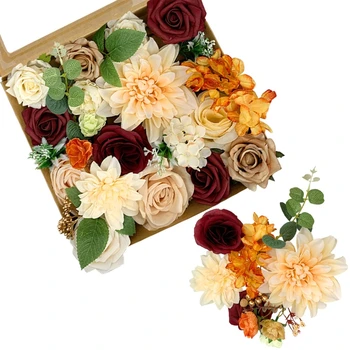 Dirbtinių Gėlių Dovanų Dėžutė su lapeliais, Gėlių Išdėstymas Gėlių Dėžės 