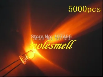 5000pcs 5mm Ultra Ryškus LED Oranžinės spalvos led šviesos turas vanduo skaidrus oranžinis led lempos