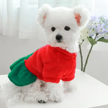 Pet drabužiai, Kalėdų, Naujųjų Metų Rudens ir žiemos purus šiltas šunų drabužiai, Mažų šunų Kalėdų eglutė lokys sijonas