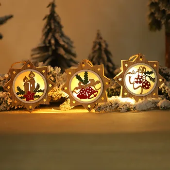 Šviesos Kalėdų Eglutė Penkiakampis Pakabukas Vitrina Kabinti Mini Turas Sniego Ornamentu