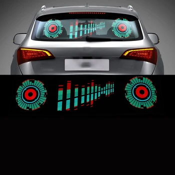 Automobilio priekinio Stiklo LED Įjungta Garso Ekvalaizeris Neon EL Šviesos Muzikos Ritmas Flash Lempa Lipdukas Stilius su Valdymo Dėžutė