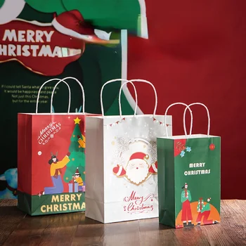 10pc/set Kalėdų Kraft Popieriaus, Saldainių Dovanų Maišelį, Rankinę Išskirtinį 2022 Linksmų Kalėdų Šventė Pakavimo Maišeliai Dovanų