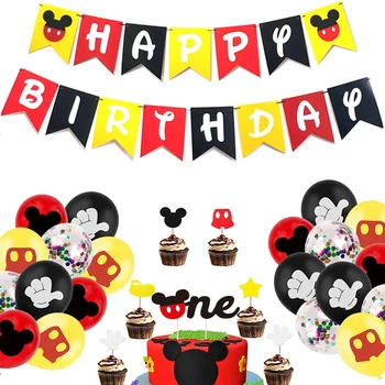 Mickey apdailos anniversaire Temą Šalis Atostogų Reklama Šalis 8 Žmonių Vienkartiniai popieriaus Plokštė Cup Cake Toppers Vaikams Naudai