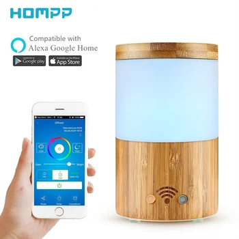 Smart WiFi eterinio Aliejaus Aromato Difuzorius Bambuko Vamzdžių Oro Drėkintuvas Namuose 7 Spalvų LED Šviesos Nuotolinio Valdymo pultas su 