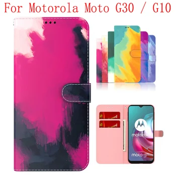 Sunjolly Atveju, Motorola Moto G30 G10 Piniginės Stovėti Apversti PU Telefono Padengti coque 