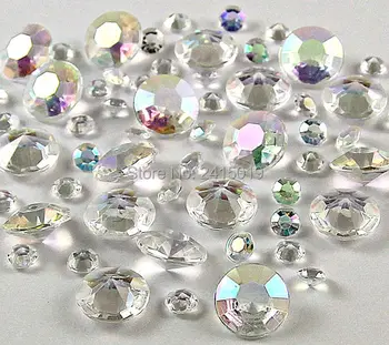Sumaišykite dydis 2.5 ir 4.5mm10000pcs AB aiškios white crystal stalo konfeti gradeA akrilo kristalų diamond lentelė sklaidą, vestuvių dekoravimas
