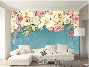 3d tapetų pasirinktinius nuotraukų Rankomis Dažyti Žydi gėlės kambarį namų dekoro 3d sienų freskomis tapetai, sienų ir 3 d