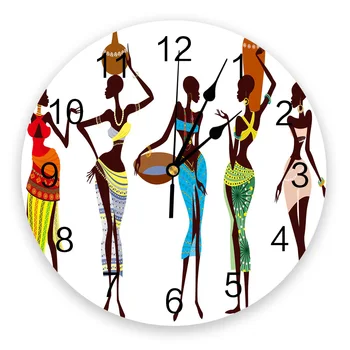 Modernus Sieninis Laikrodis Afrikos Moterų Butelis PVC Sieninis Laikrodis Namų Dekoro Miegamasis Silent Oclock Žiūrėti Siena už Kambarį