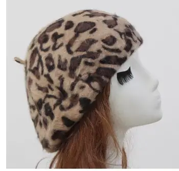 50pcs/daug fedex, greitai, rudens, žiemos leopard beretės moteris atsitiktinis spausdinti beretės triušio kailio kepuraitė nemokamai dydis