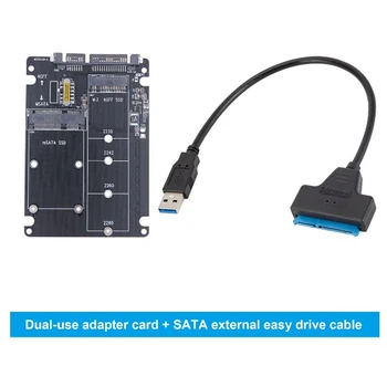 MSATA SSD Su SATA 3.0 Riser Card 2 In 1 Adapterio plokštę Su USB3.0 Ratai Lengvai Kabelis