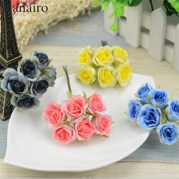 300pcs Mini Šilko Gradientas Rose Dirbtinių Gėlių Puokštė Namų Vestuvių Dekoravimas 