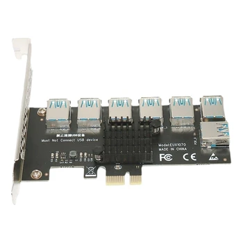 PCIE 1 Iki 7 USB3.0 Riser Card PCI Express 1X Iki 16X Stove Grafinė Kortelė BTC Bitcoin Miner Kasyba