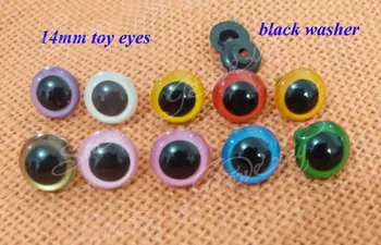100vnt/lot---raudona/juoda/balta/rožinė/oranžinė----kaip 14mm plastiko saugos žaislas akis ir juodos spalvos poveržlė---spalva parinktis