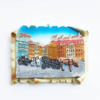 Kūrybinių kelionių suvenyrų magnetas šaldytuvas magnetai lenkijos sostinėje Varšuvoje senamiesčio turgaus aikštė apdailos amatai
