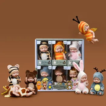 KIEKA Kawaii 6 Straipsnių Daug Atgimsta Miega Baby Doll Gyvūnų Serie Mielas Lokys Bičių Kostiumas Realus Mini Lėlių, Žaislų, Vaikiškų