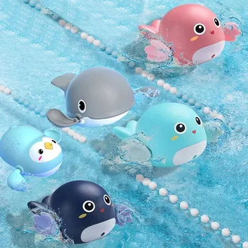 Vonios Žaislai, Kūdikių Mielas Vandens Grandinės Clockwork Animacinių Filmų Gyvūnų Vėžlio Kūdikių Plaukti Pingvinas Žuvų Žaizdos-Vaikams Iki Paplūdimio Vandens Vonios Žaislas