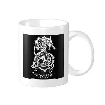 Promo Fenrir Viking Shield (Grayscale) Vikingai Puodeliai Mielas Puodeliai PUODELIAI Spausdinti Patogu R339 arbatos puodeliai