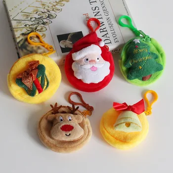 Mažas, Mielas, Pūkuotas Linksmų Kalėdų Dovana Monetų Krepšys Mini Kalėdų Eglutę Pliušinis Raktų Dėklas Santa Claus Modelis Monetų Piniginės