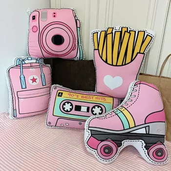 IN Pink Merginos Dekoro Pagalvę Fantastinis Įdaryti Pliušinis Kamera Juosta Žetonų Pačiūžos Abiejų Pusių Spausdinimo Pagalvėlių Sofa-lova, Kėdė, Lova