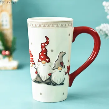 600ml Kalėdų Keramikos puodelis Kavos puodelį, Puodelių Santa Didelės Talpos Puodelis Animacinių filmų Namų Iškilumo Puodeliai Pieno, Puodelio Vandens Kalėdos Dovanas