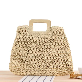 Korėjos karamelės spalvos ins vėjo rankų darbo šiaudų maišą rankinėje lady vasaros didelės talpos prancūzijos šviesą paplūdimio krepšys KL1029