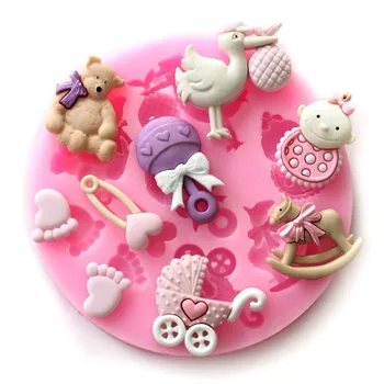 4 Stilius Baby Automobilių Padengti Silikono Torto Formos 3D minkštus saldainius, Šokolado Želė Saldainiai Dervos Pelėsių Virtuvės Kepimo Pyragai, bandelės, Dekoravimo Priemonės