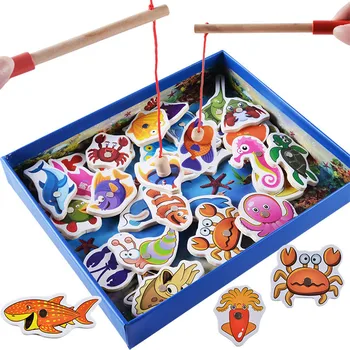 32Pcs/set Mediniai Kūdikių Magnetinio Žvejybos Žaislai, stalo Žaidimas Magnetas Žuvų Lazdele Švietimo Kurti Povandeninio Žaislas Vaikams, Dovanos