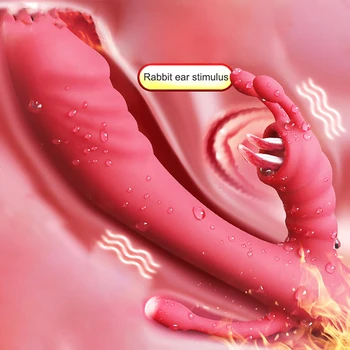 3 IN 1 Dvigubas Kalba Cunnilingus Vibratorius Šildymas G Spot Klitorio Stimuliatorius Šildymo Makšties Analinis Orgazmas Dildo Sekso Žaislas Moterims